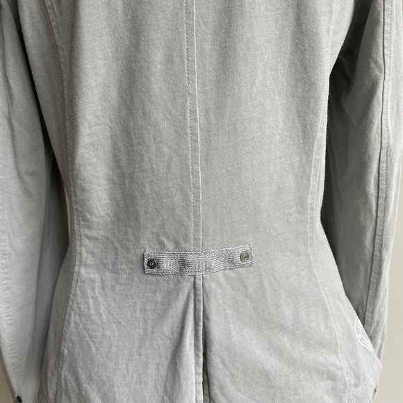 Sandwich Fitted Cinched Waist Grey Cotton  Blazer with Silver Trim - Picture 2 of 14